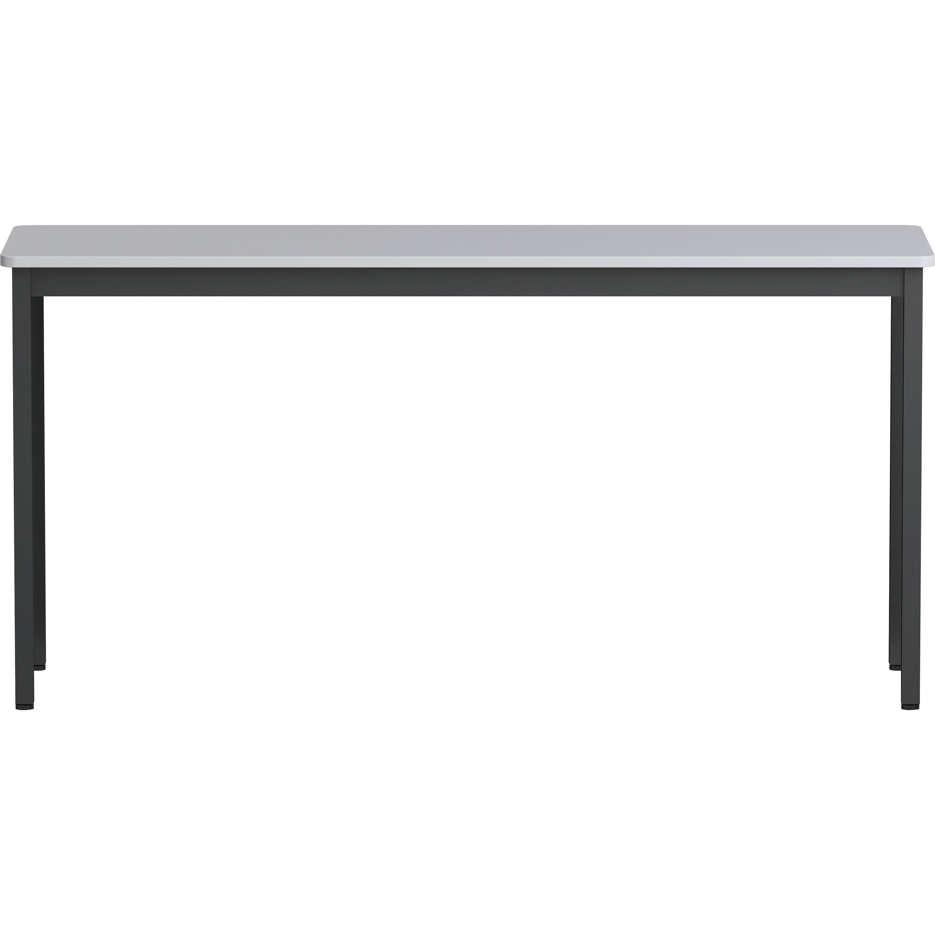 lorell-utility-table-for-table-topgray-rectangle-laminated-top-powder-coated-black-base-500-lb-capacity-x-5988-table-top-width-x-1813-table-top-depth-30-height-assembly-required-melamine-top-material-1-each_llr60754 - 2