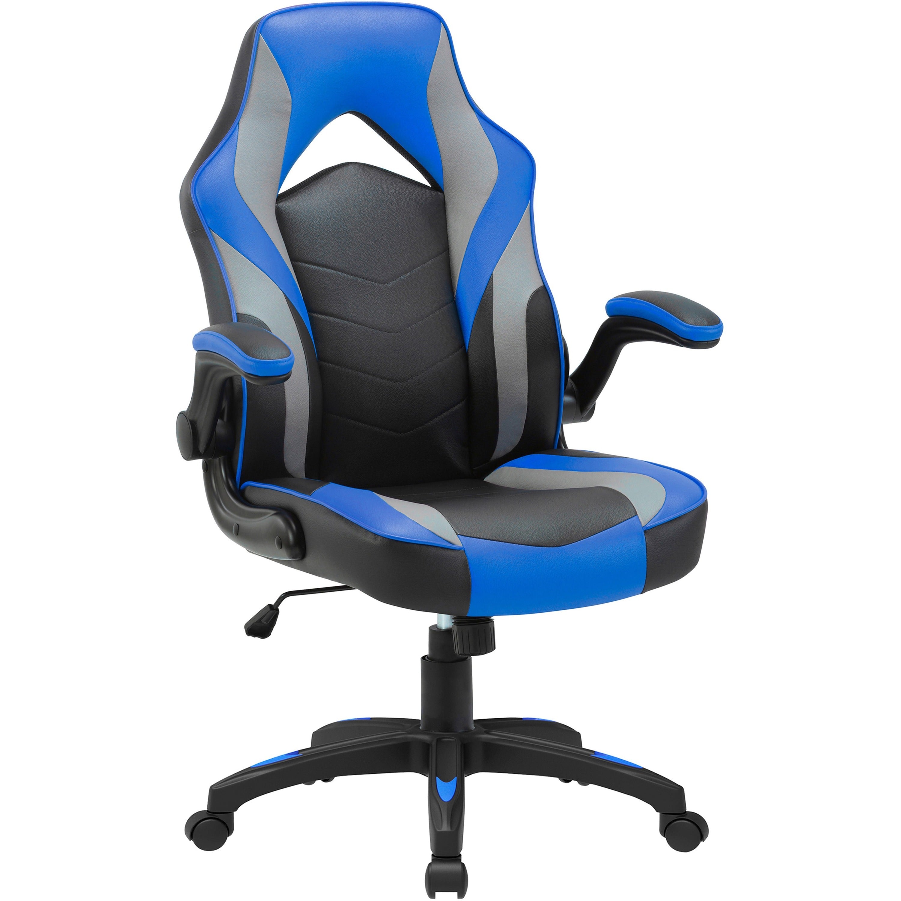 lorell-high-back-gaming-chair-for-gaming-vinyl-nylon-blue-black-gray_llr84395 - 1