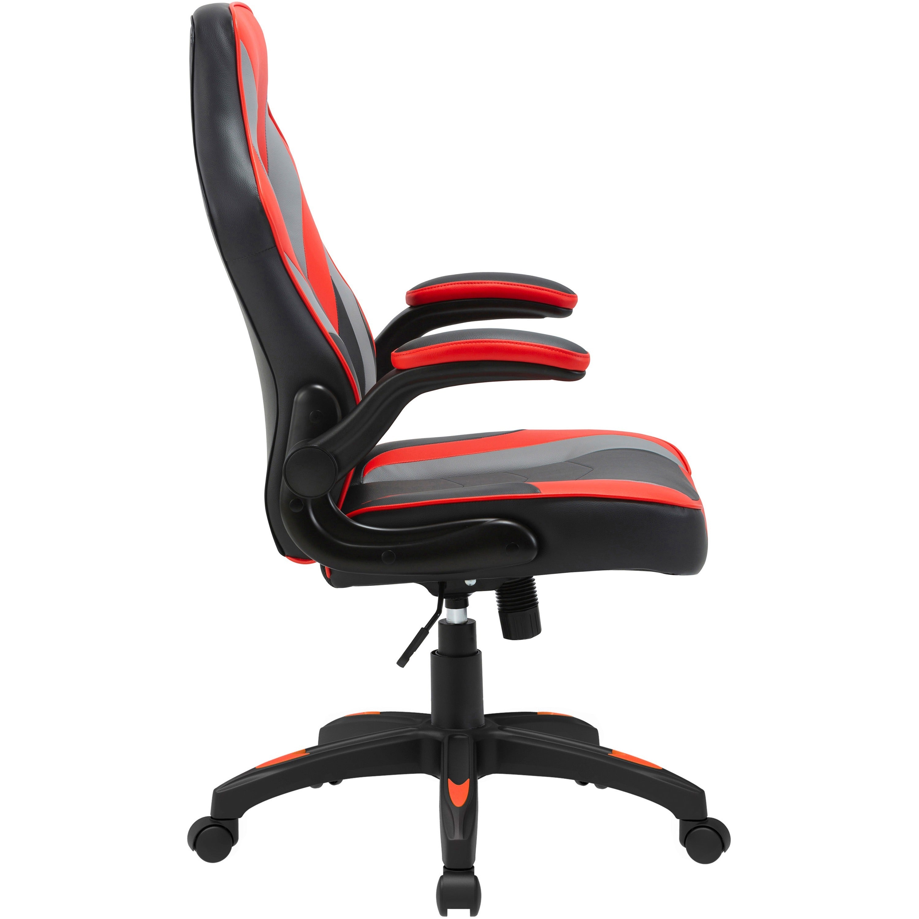 lorell-high-back-gaming-chair-for-gaming-vinyl-nylon-red-black-gray_llr84394 - 6
