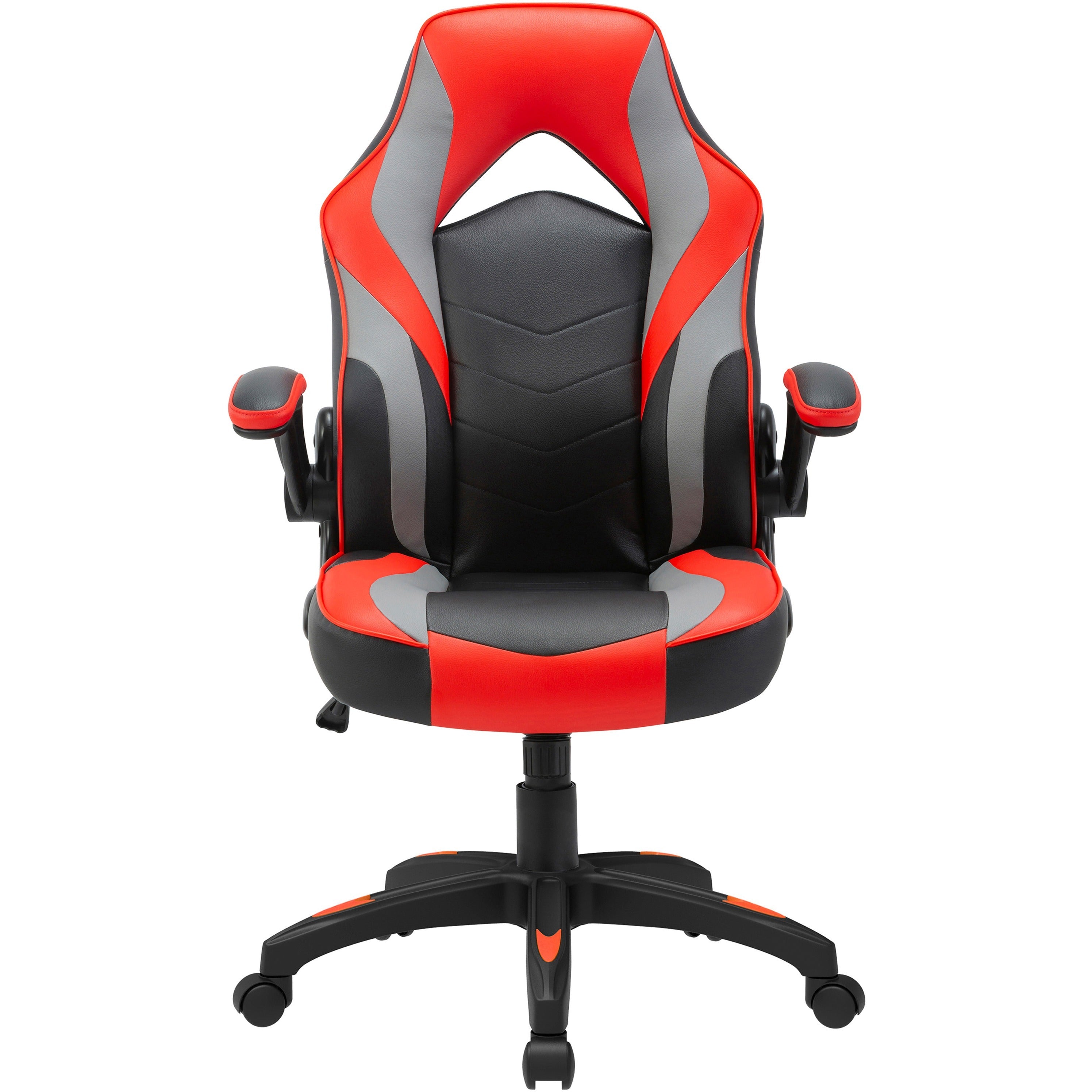 lorell-high-back-gaming-chair-for-gaming-vinyl-nylon-red-black-gray_llr84394 - 3