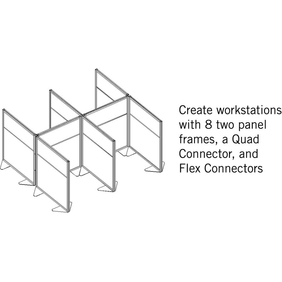 Ghent Partition - 48" Width x 54" Height - Aluminum Frame - Porcelain, Vinyl - Silver - 1 Each