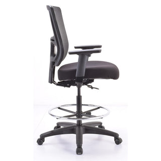 Eurotech Apollo II Extended Height Stool - 5-star Base - Black - Armrest - 1 Each