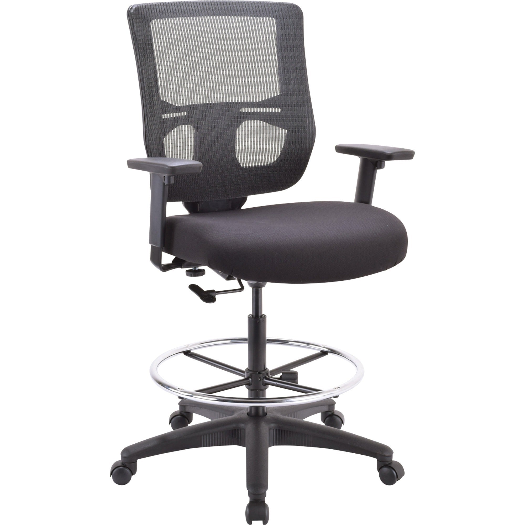 Eurotech Apollo II Extended Height Stool - 5-star Base - Black - Armrest - 1 Each