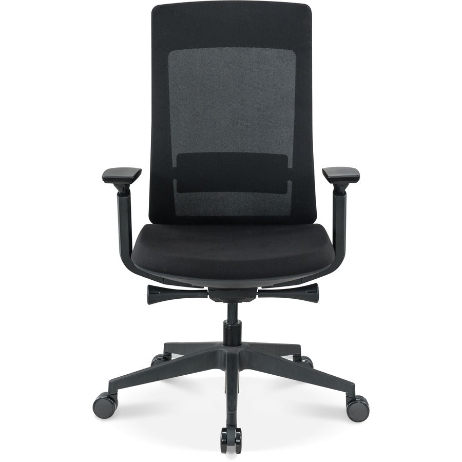 Eurotech Elevate Chair - Black Fabric Seat - Black Mesh Back - Black Frame - 5-star Base - Armrest - 1 Each