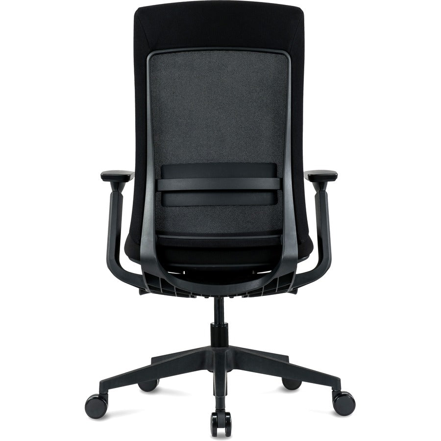 Eurotech Elevate Chair - Black Fabric Seat - Black Mesh Back - Black Frame - 5-star Base - Armrest - 1 Each