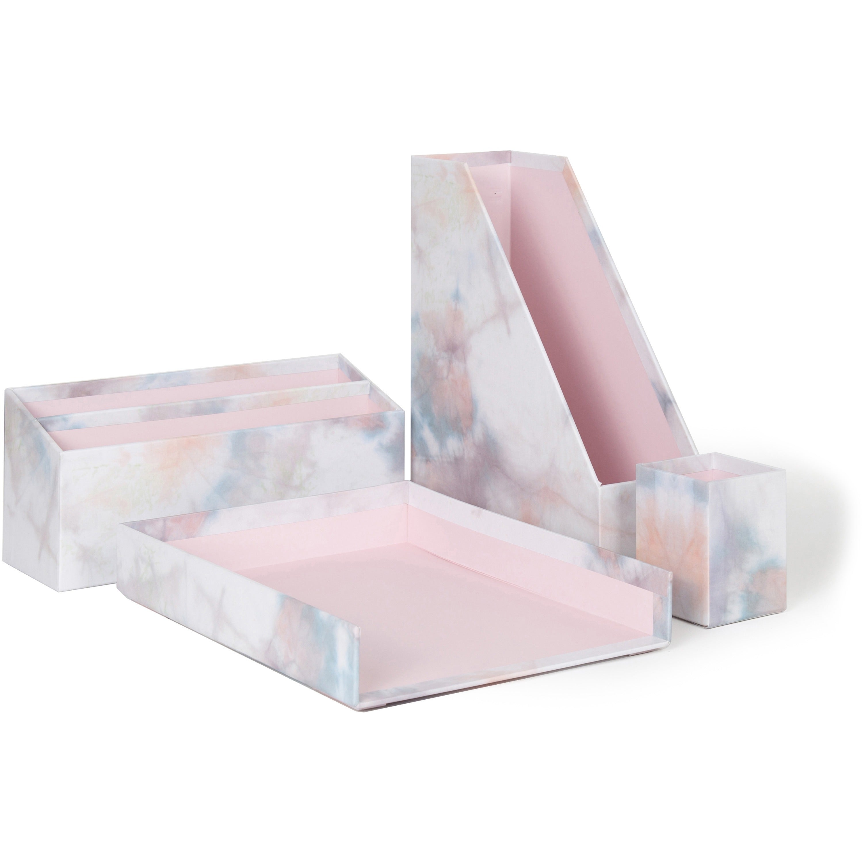 U Brands 4 Piece Desk Organization Kit - 4.1" Height x 9.8" Width12" Length%Desktop - Sturdy, Lightweight - Soft Dye - Chipboard, Paper - 1 Each