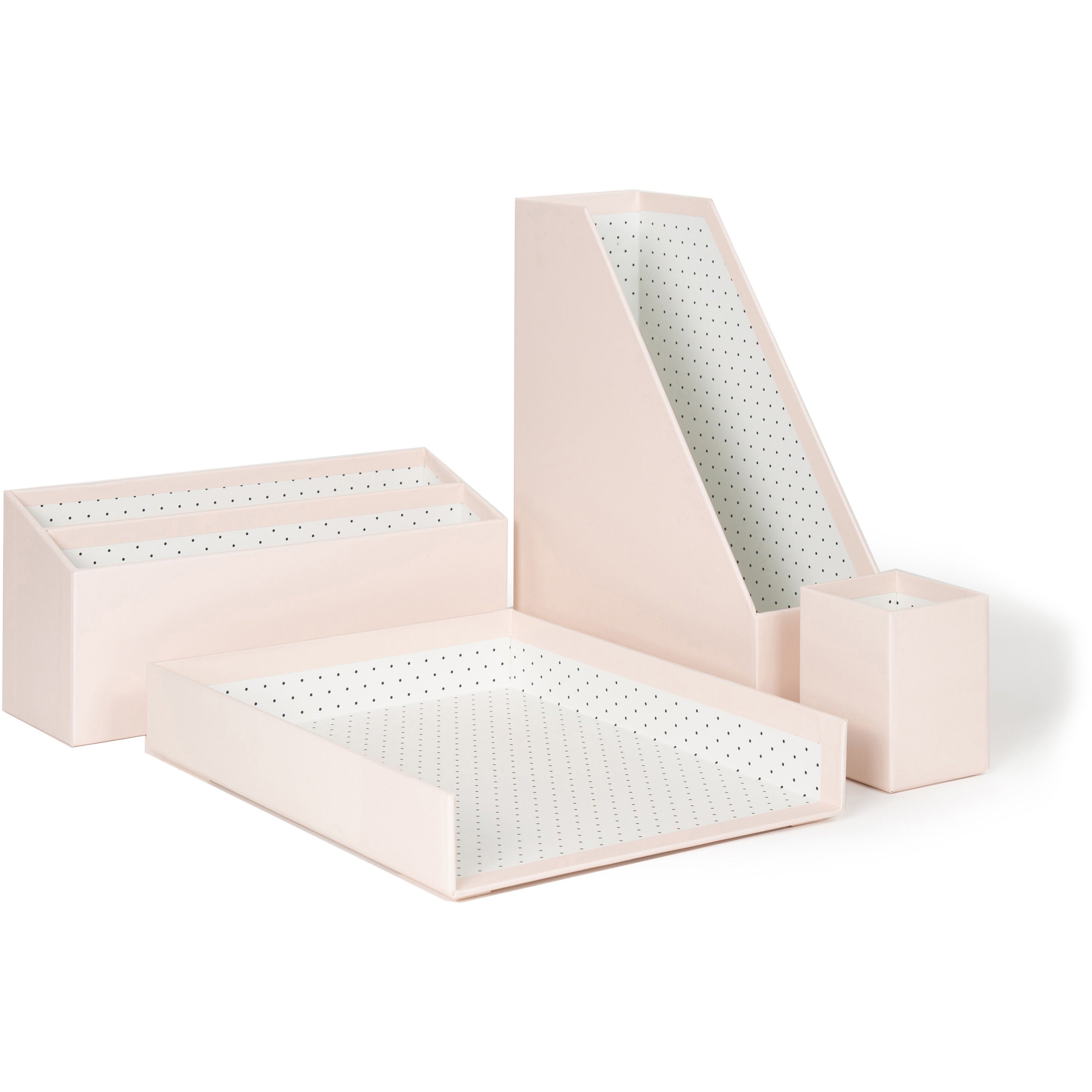 U Brands 4 Piece Desk Organization Kit - 4.1" Height x 9.8" Width12" Length%Desktop - Sturdy, Lightweight - Blush - Chipboard, Paper - 1 Each
