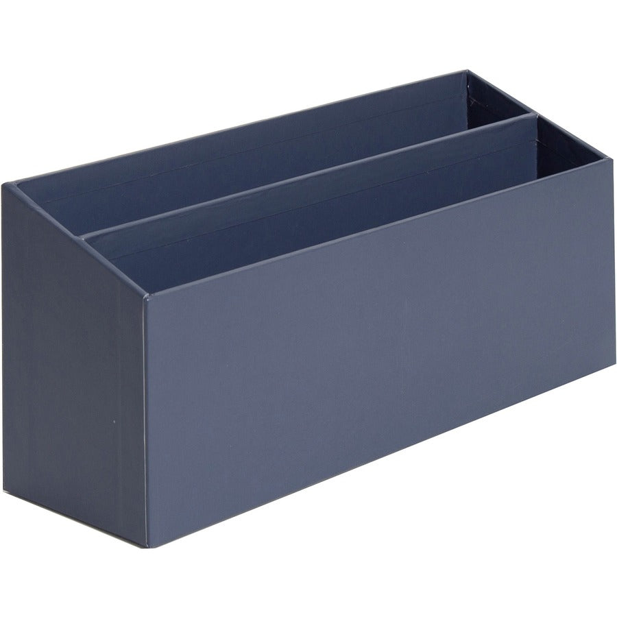 Four-Piece Desk Organization Kit, Magazine Holder/Paper Tray/Pencil Cup/Storage Bin, Chipboard, Navy
