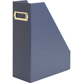 Four-Piece Desk Organization Kit, Magazine Holder/Paper Tray/Pencil Cup/Storage Bin, Chipboard, Navy