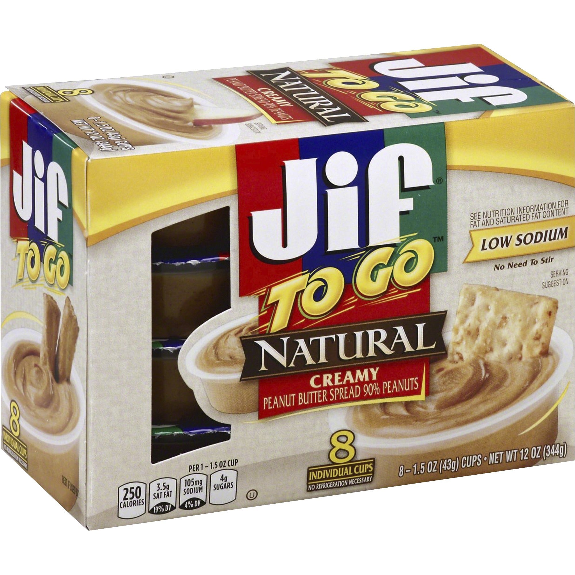 Spreads, Natural Creamy Peanut Butter, 1.5 oz Cup, 8/Box
