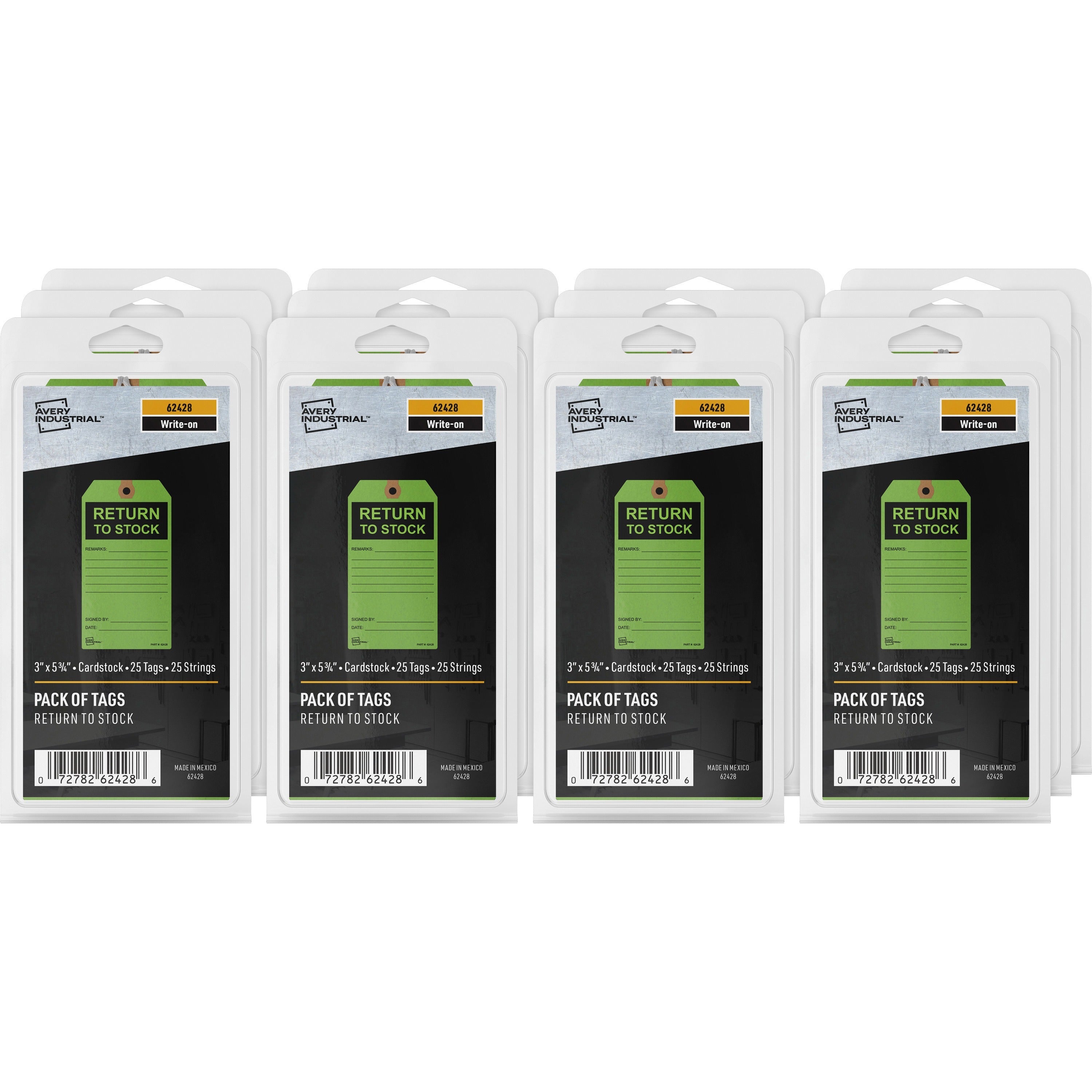 Avery RETURN TO STOCK Preprinted Inventory Tags - 5.75" Length x 3" Width - Rectangular - 12 / Carton - Card Stock - Green - 1