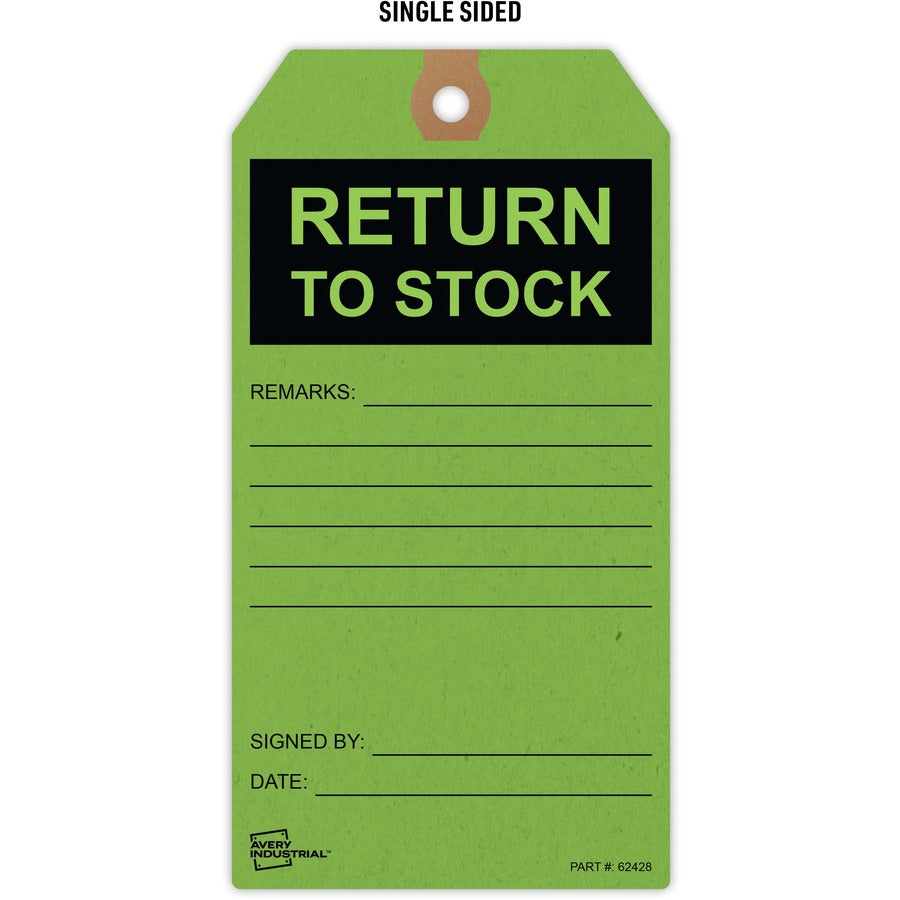 Avery RETURN TO STOCK Preprinted Inventory Tags - 5.75" Length x 3" Width - Rectangular - 12 / Carton - Card Stock - Green