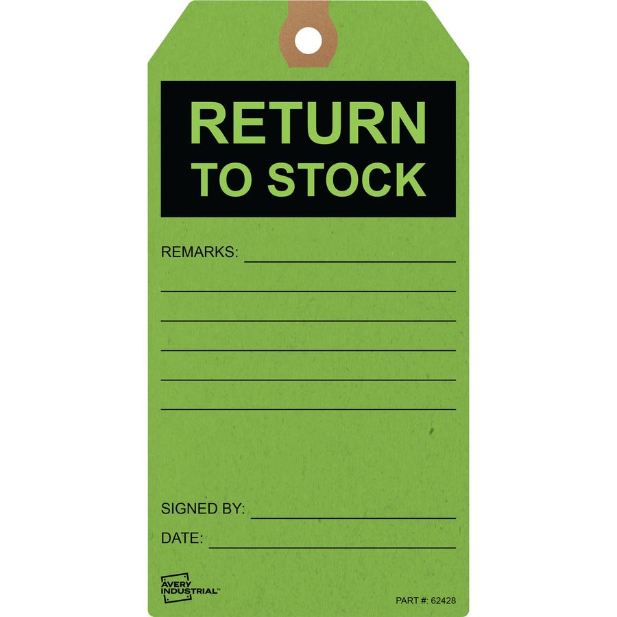 Avery RETURN TO STOCK Preprinted Inventory Tags - 5.75" Length x 3" Width - Rectangular - 12 / Carton - Card Stock - Green - 5