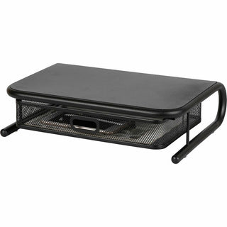 Lorell Mesh Wire Monitor Stand - Desktop - Powder Coated - Steel - Black