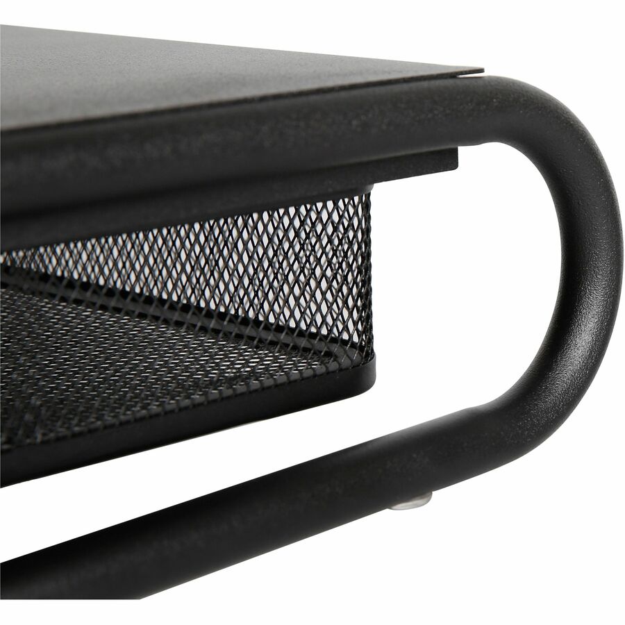 Lorell Mesh Wire Monitor Stand - Desktop - Powder Coated - Steel - Black