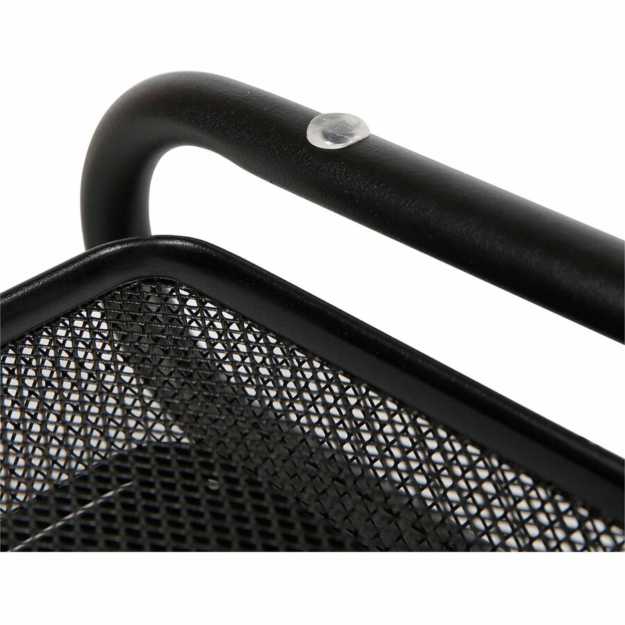 Lorell Mesh Wire Monitor Stand - Desktop - Powder Coated - Steel - Black
