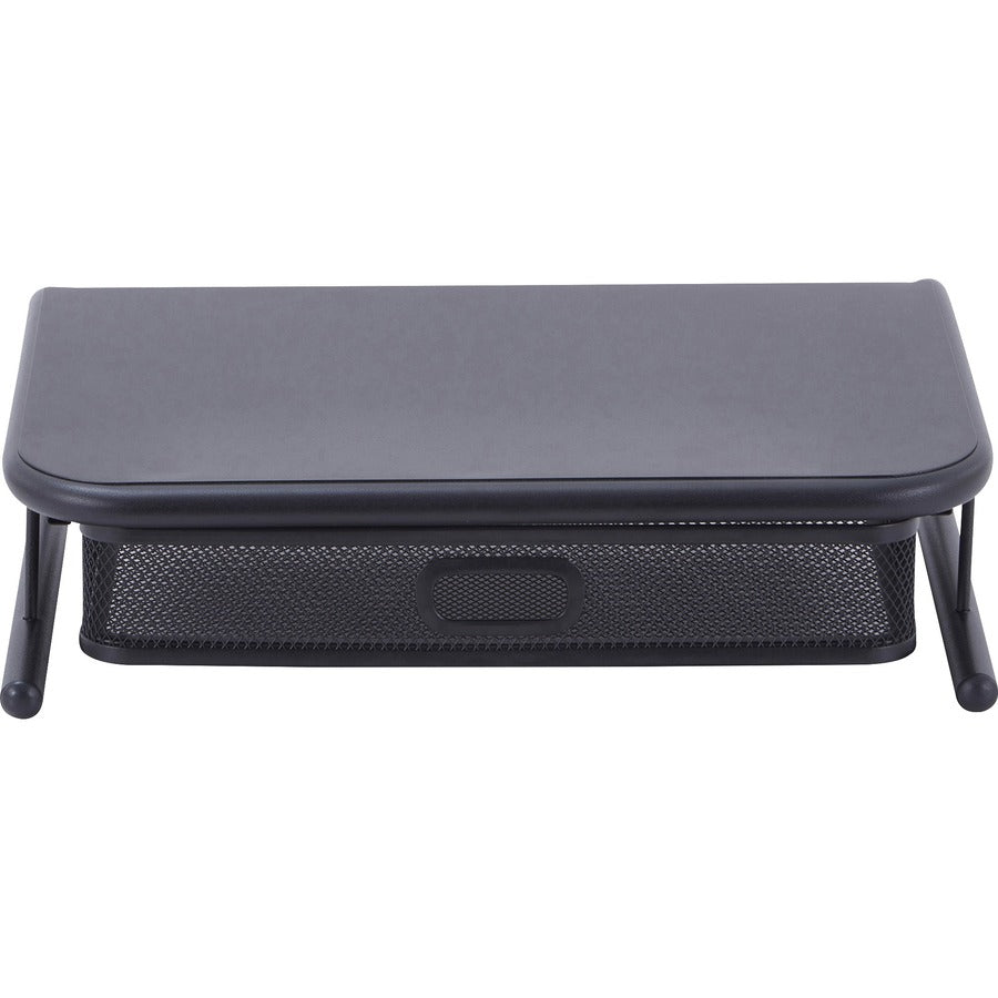 Lorell Mesh Wire Monitor Stand - Desktop - Powder Coated - Steel - Black