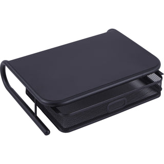 Lorell Mesh Wire Monitor Stand - Desktop - Powder Coated - Steel - Black