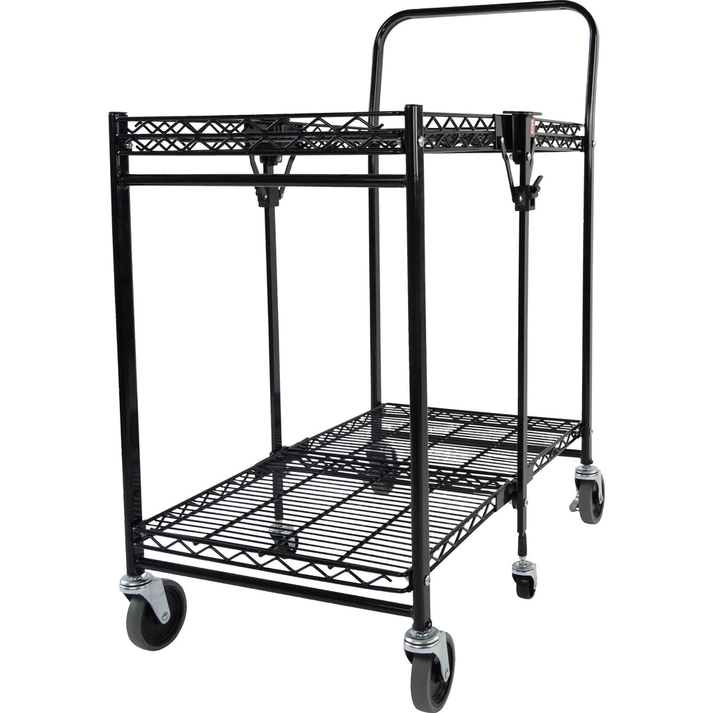 Stowaway Folding Carts, Metal, 2 Shelves, 250 lb Capacity, 29.63" x 37.25" x 18", Black
