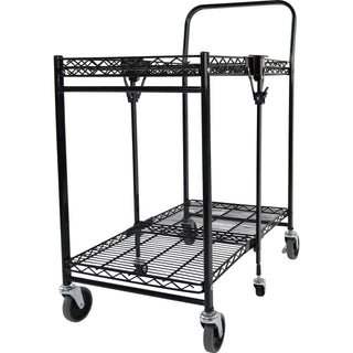 Stowaway Folding Carts, Metal, 2 Shelves, 250 lb Capacity, 29.63" x 37.25" x 18", Black