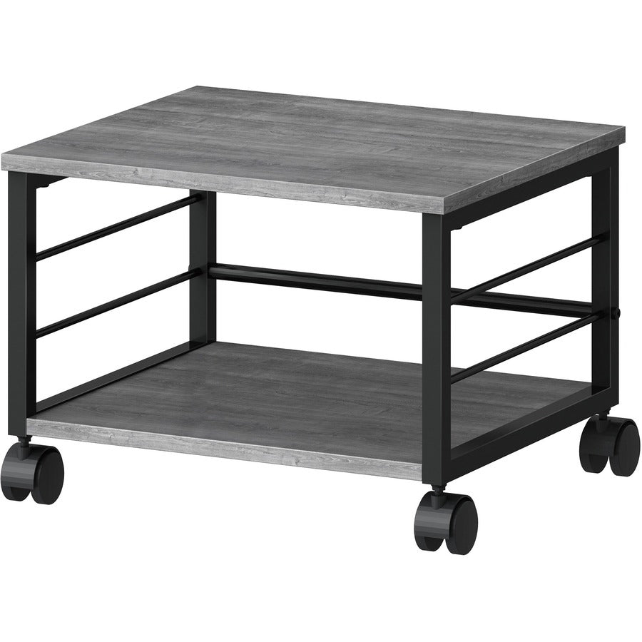 Lorell Underdesk Mobile Machine Stand - 150 lb Load Capacity - 13.2" Height x 18.7" Width x 15.7" Depth - Desk - Powder Coated - Metal, Laminate, Polyvinyl Chloride (PVC) - Charcoal, Black