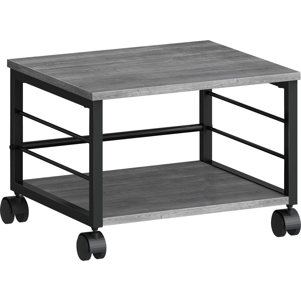 Lorell Underdesk Mobile Machine Stand - 150 lb Load Capacity - 13.2" Height x 18.7" Width x 15.7" Depth - Desk - Powder Coated - Metal, Laminate, Polyvinyl Chloride (PVC) - Charcoal, Black