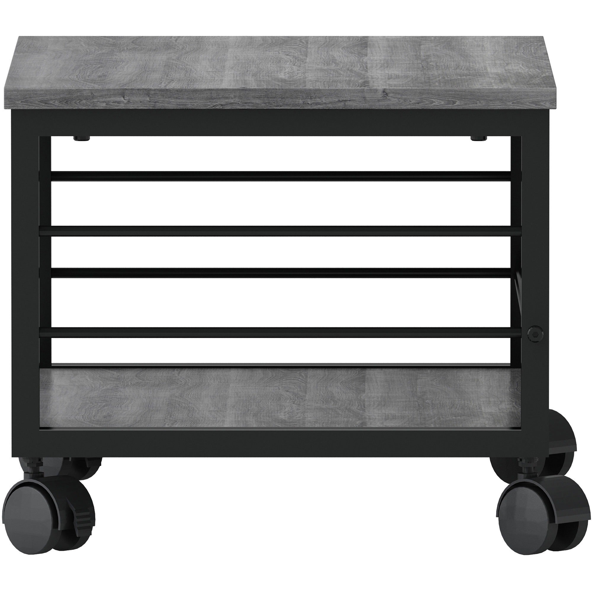 lorell-underdesk-mobile-machine-stand-150-lb-load-capacity-132-height-x-187-width-x-157-depth-desk-powder-coated-metal-laminate-polyvinyl-chloride-pvc-charcoal-black_llr60262 - 5