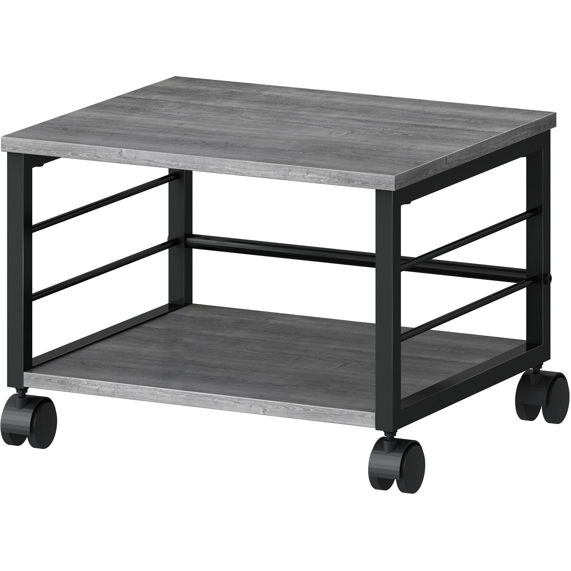lorell-underdesk-mobile-machine-stand-150-lb-load-capacity-132-height-x-187-width-x-157-depth-desk-powder-coated-metal-laminate-polyvinyl-chloride-pvc-charcoal-black_llr60262 - 4