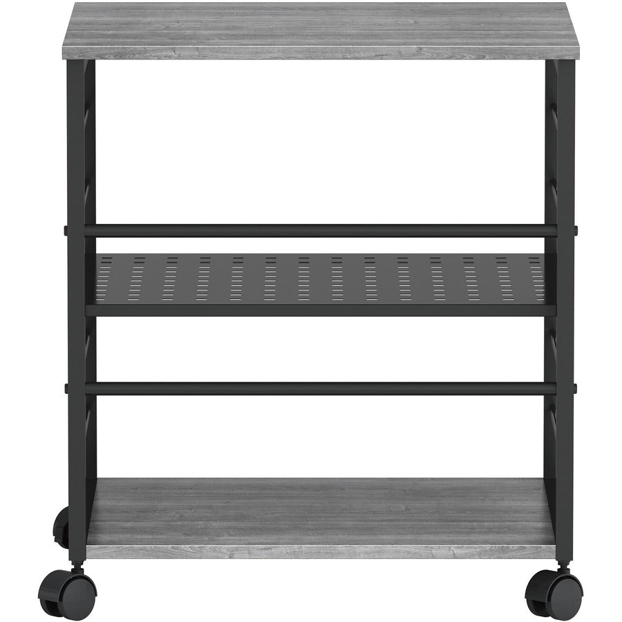 Lorell Deskside Mobile Machine Stand - 200 lb Load Capacity - 26.5" Height x 23.6" Width x 19.6" Depth - Desk - Powder Coated - Metal, Laminate, Polyvinyl Chloride (PVC) - Charcoal, Black