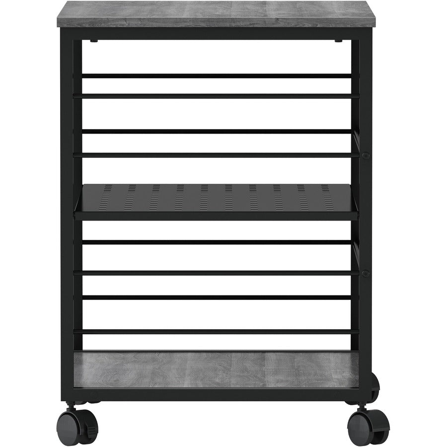 Lorell Deskside Mobile Machine Stand - 200 lb Load Capacity - 26.5" Height x 23.6" Width x 19.6" Depth - Desk - Powder Coated - Metal, Laminate, Polyvinyl Chloride (PVC) - Charcoal, Black