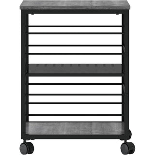 Lorell Deskside Mobile Machine Stand - 200 lb Load Capacity - 26.5" Height x 23.6" Width x 19.6" Depth - Desk - Powder Coated - Metal, Laminate, Polyvinyl Chloride (PVC) - Charcoal, Black