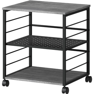 Lorell Deskside Mobile Machine Stand - 200 lb Load Capacity - 26.5" Height x 23.6" Width x 19.6" Depth - Desk - Powder Coated - Metal, Laminate, Polyvinyl Chloride (PVC) - Charcoal, Black