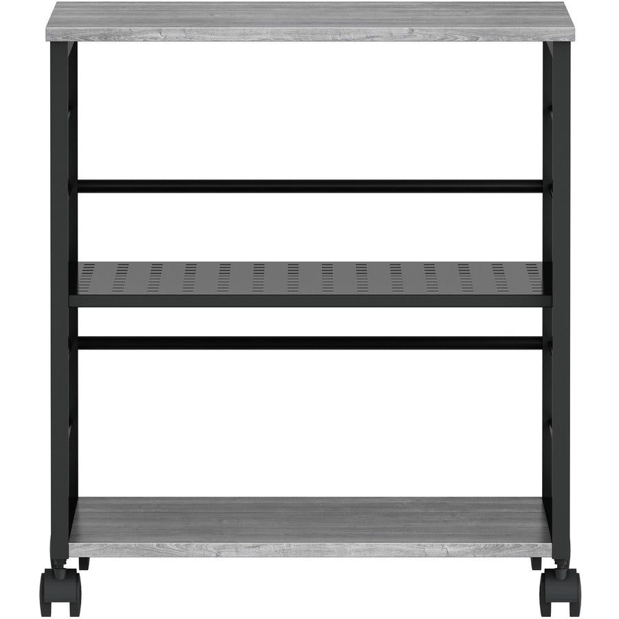 Lorell Deskside Mobile Machine Stand - 200 lb Load Capacity - 26.5" Height x 23.6" Width x 19.6" Depth - Desk - Powder Coated - Metal, Laminate, Polyvinyl Chloride (PVC) - Charcoal, Black
