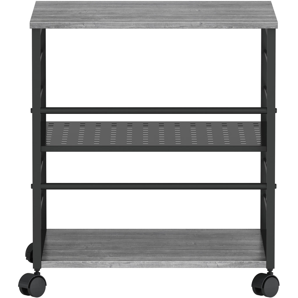 lorell-deskside-mobile-machine-stand-200-lb-load-capacity-265-height-x-236-width-x-196-depth-desk-powder-coated-metal-laminate-polyvinyl-chloride-pvc-charcoal-black_llr60263 - 6