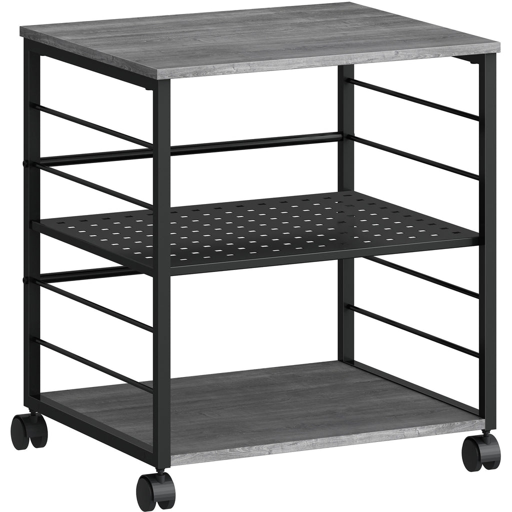 lorell-deskside-mobile-machine-stand-200-lb-load-capacity-265-height-x-236-width-x-196-depth-desk-powder-coated-metal-laminate-polyvinyl-chloride-pvc-charcoal-black_llr60263 - 1