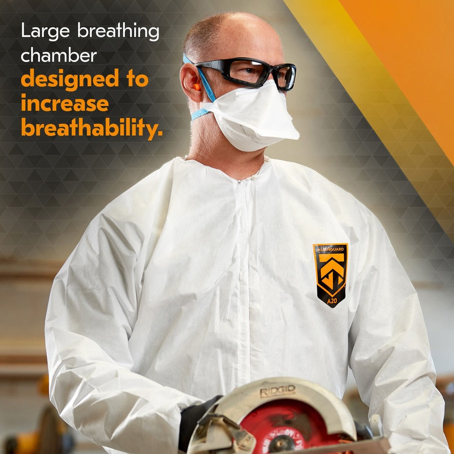 kleenguard-n95-pouch-respirator-recommended-for-face-regular-size-white-blue-comfortable-breathable-adjustable-nose-piece-lightweight-foldable-head-strap-particle-filtration-efficiency-pfe-12-carton_kcc53899ct - 6