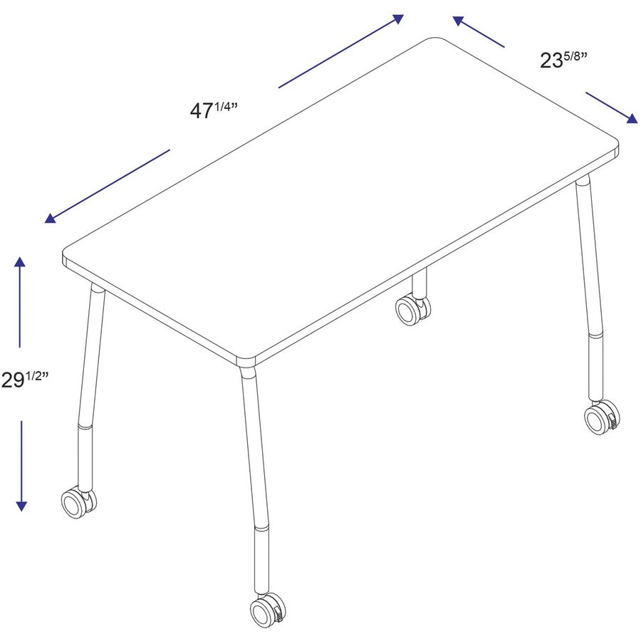 Lorell Training Table - For - Table TopLaminated Top - 300 lb Capacity - 29.50" Table Top Length x 23.63" Table Top Width x 1" Table Top Thickness - 47.25" Height - Assembly Required - Weathered Charcoal - Particleboard Top Material - 1 Each - 8