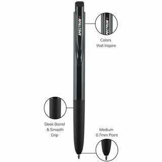 uni Spectrum Gel Pen - Medium Pen Point - 0.7 mm Pen Point Size - Refillable - Retractable - Multicolor Pigment-based, Gel-based Ink - Black Plastic, Rubberized Barrel - 5 / Pack