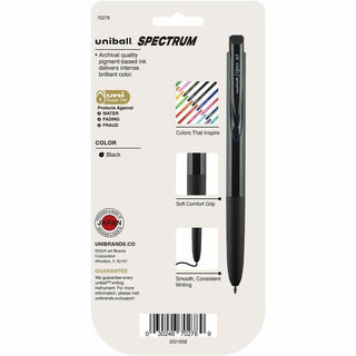 uni Spectrum Gel Pen - Medium Pen Point - 0.7 mm Pen Point Size - Refillable - Retractable - Multicolor Pigment-based, Gel-based Ink - Black Plastic, Rubberized Barrel - 5 / Pack