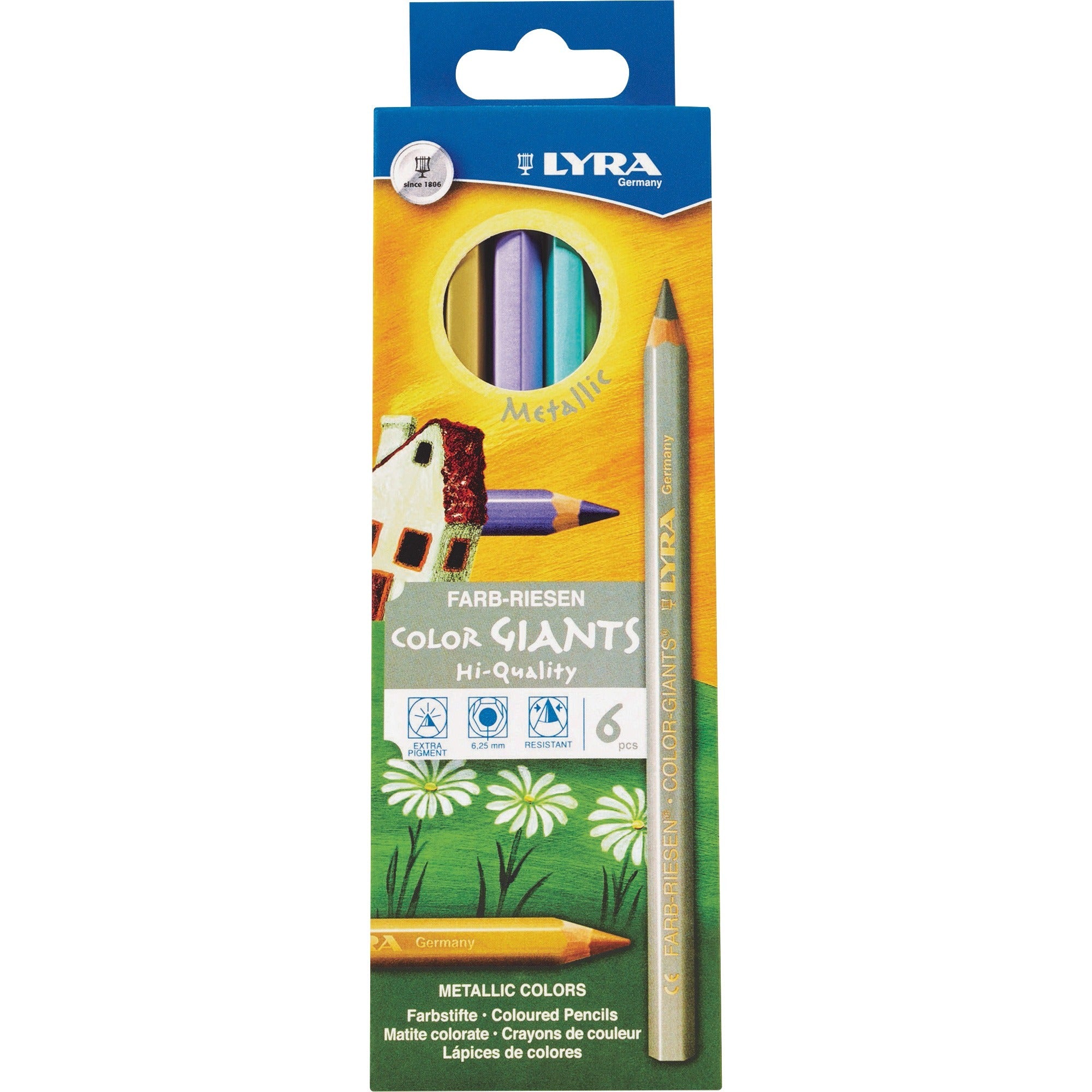 Lyra Color Giant Pencils - 6.3 mm Lead Diameter - Assorted Metallic Lead - 1 Each