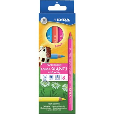 Lyra Color Giant Pencils - 6.3 mm Lead Diameter - Assorted Neon Lead - 1 Each