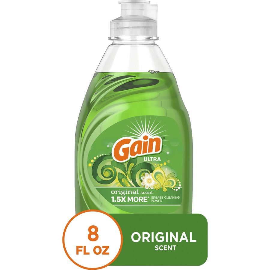Gain Ultra Original Scent Dishwashing Liquid - 8 fl oz (0.3 quart) - Clean Scent - 12 / Carton - Green - 4