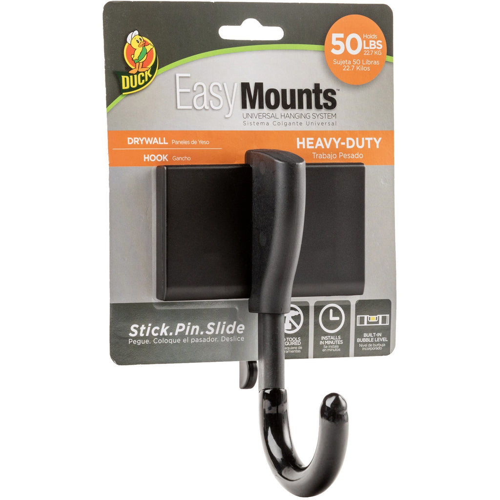 Duck EasyMounts Medium Hook, Fiberglass, Black, 50 lb Capacity