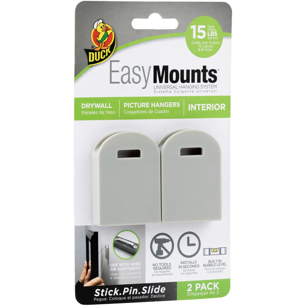 Duck EasyMounts Small Picture Hanger, Gray, 15 lb Capacity, 2 Hangers