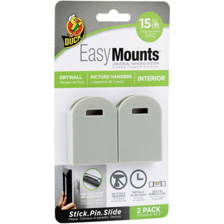Duck EasyMounts Small Picture Hanger, Gray, 15 lb Capacity, 2 Hangers