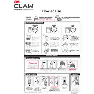 3M CLAW Drywall Picture Hanger - 65 lb (29.48 kg) Capacity - 2" Length - for Pictures, Project, Mirror, Frame, Home, Decoration - Steel - Gray - 2 / Pack