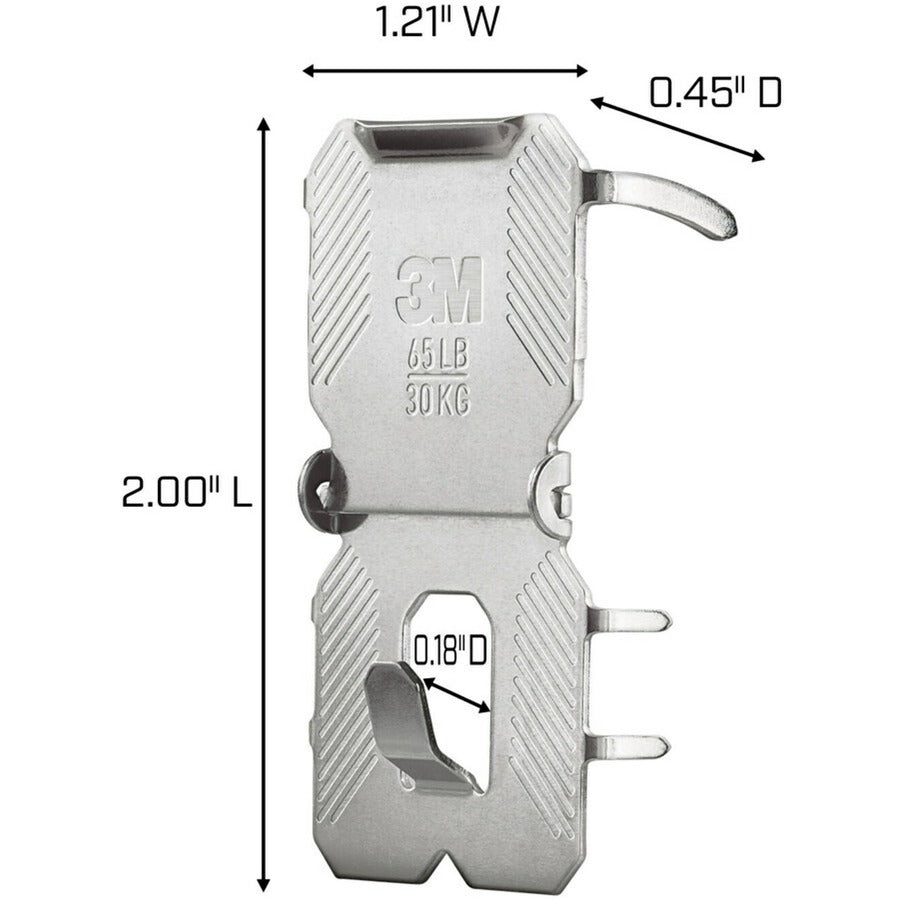 3M CLAW Drywall Picture Hanger - 65 lb (29.48 kg) Capacity - 2" Length - for Pictures, Project, Mirror, Frame, Home, Decoration - Steel - Gray - 2 / Pack