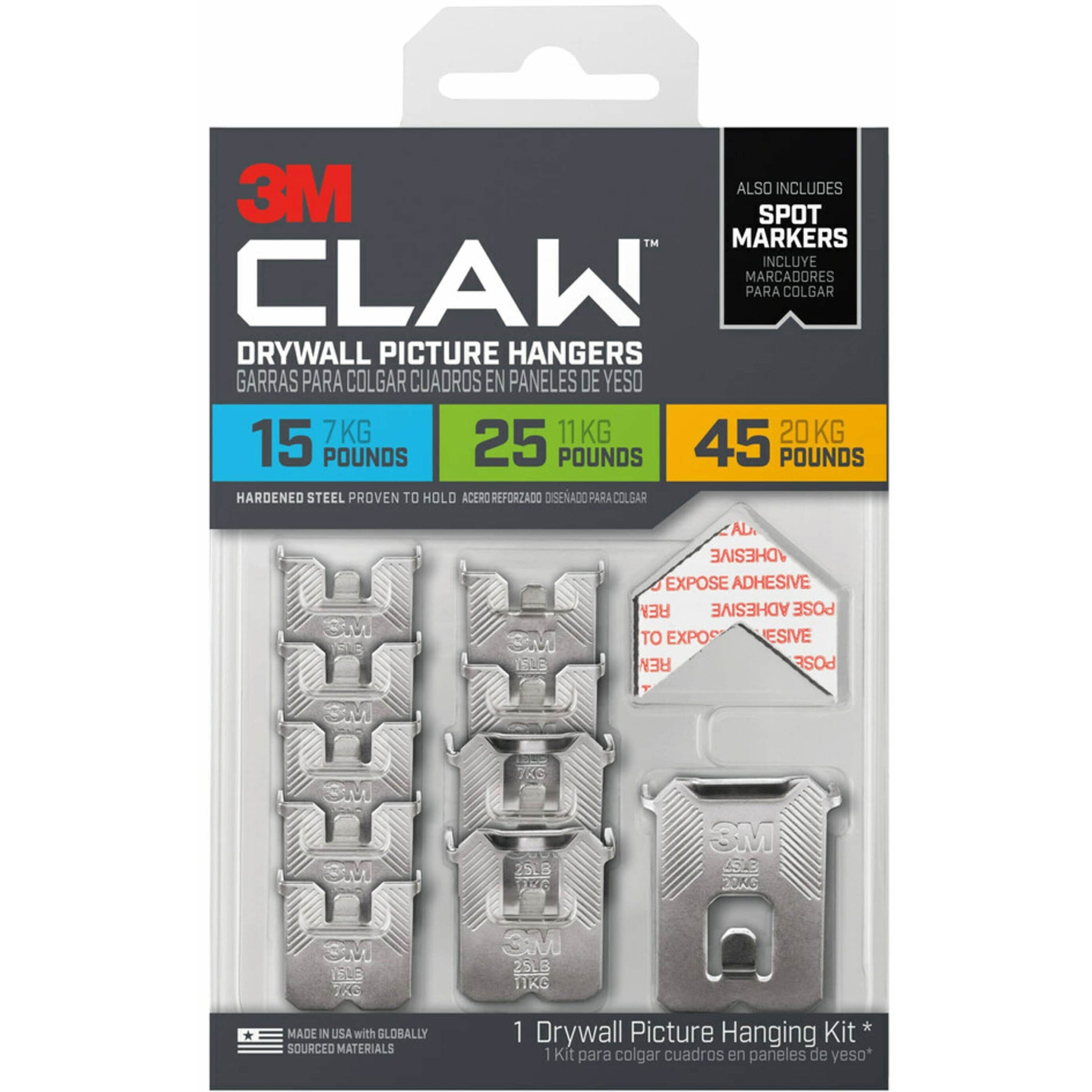 3m-claw-drywall-picture-hanger-45-lb-2041-kg-25-lb-1134-kg-15-lb-680-kg-capacity-2-length-for-pictures-project-mirror-frame-home-decoration-steel-gray-10-pack_mmm3phkitm10es - 1