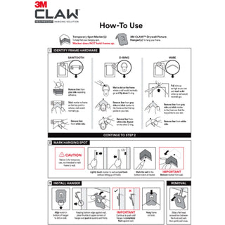 3M CLAW Drywall Picture Hanger - 45 lb (20.41 kg), 25 lb (11.34 kg), 15 lb (6.80 kg) Capacity - 2" Length - for Pictures, Project, Mirror, Frame, Home, Decoration - Steel - Gray - 10 / Pack