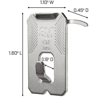 3M CLAW Drywall Picture Hanger - 45 lb (20.41 kg), 25 lb (11.34 kg), 15 lb (6.80 kg) Capacity - 2" Length - for Pictures, Project, Mirror, Frame, Home, Decoration - Steel - Gray - 10 / Pack